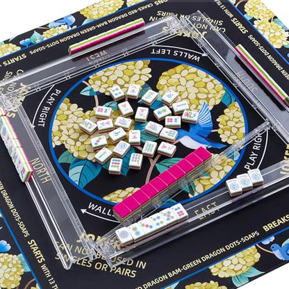 TIASUSAN American Mahjong Learning Mat (Black, 33” x 33”) with Carrying Bag, Anti-Slip, Noise-Reducing Mahjong Mat for Table - color: Black