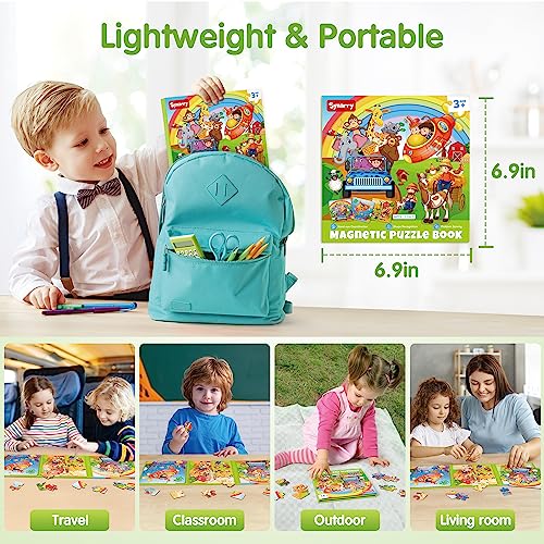 SYNARRY Magnetic Animal Puzzles for Kids Ages 3-5, Travel Animal Toys | 20-Piece Magnetic Travel Puzzle for Kids Ages 4-6, Car Airplane Road Trip Activities, Quiet Toys, Animal Gifts for Kids - style: Animal