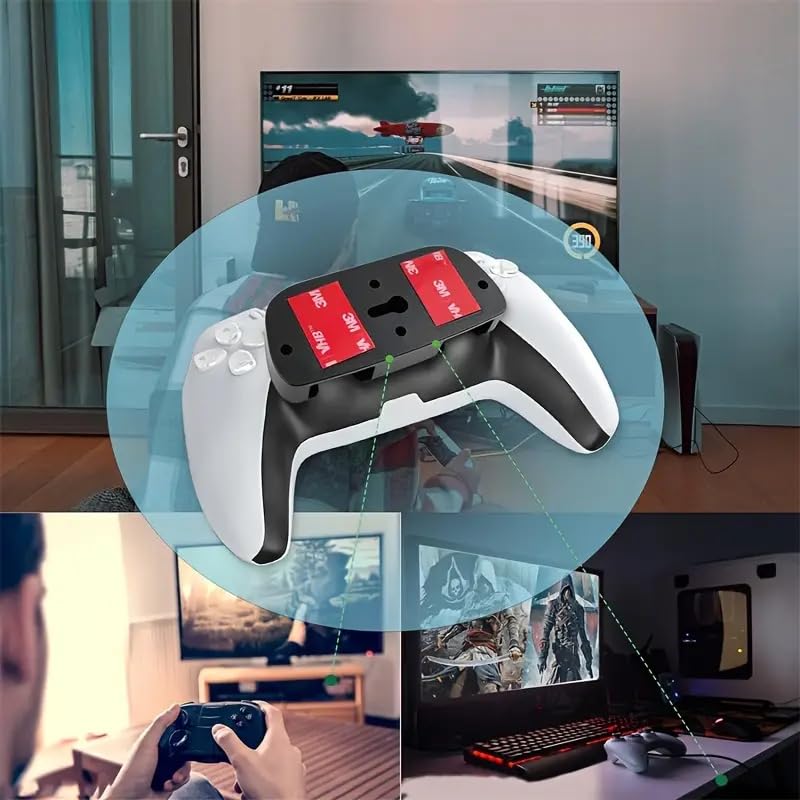 2 Pack Under Desk Game Controller Holder, No Drill Adhesive Mount, Universal Organizer for Most Game Controllers, Under Desk Hanger for Gaming Desk Accessories Storage