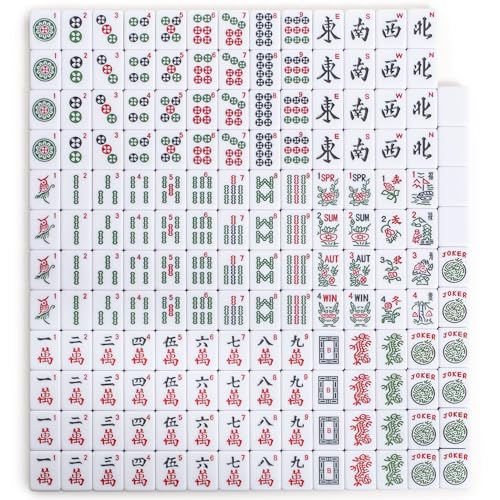 YMI "Jade Horizon" American Mahjong 166 Medium Melamine Tiles-Only Set | 166 engraved white melamine tiles with striped backs. Refined tiles-only set for American Mahjong players who own accessories - color: Jade