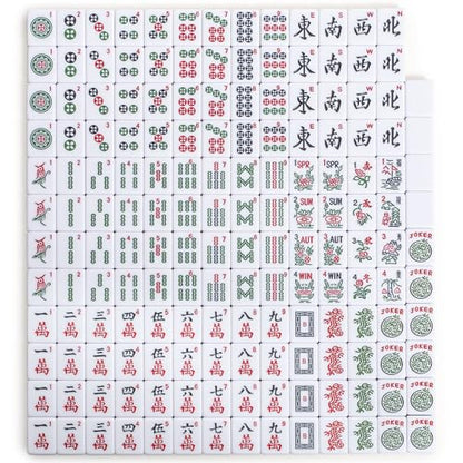 YMI "Jade Horizon" American Mahjong 166 Medium Melamine Tiles-Only Set | 166 engraved white melamine tiles with striped backs. Refined tiles-only set for American Mahjong players who own accessories - color: Jade