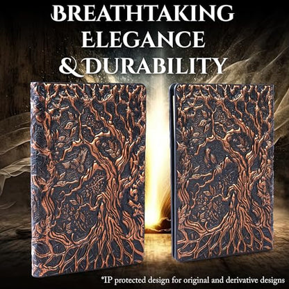 Notebook Journal, Refillable Binder for DND - 3D Tree of Life Design (A5) | A5 400 Pages (200 Sheets), Perfect for Dungeons and Dragons (D&D), Bonus Tabs and Ruler, for Players and DM's - color: Copper