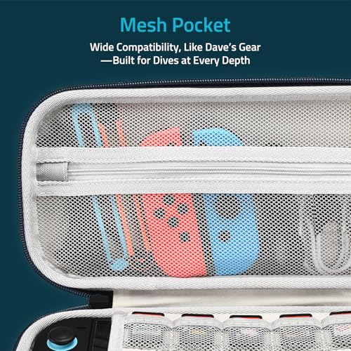 FUNLAB Switch 2 Carrying Case Compatible with Nintendo Switch 2/1/OLED, Portable Hard Shell Switch Carry Case with 10 Game Card Slots for Travel, Dave the Diver Official Licensed, Blue - color: Blue