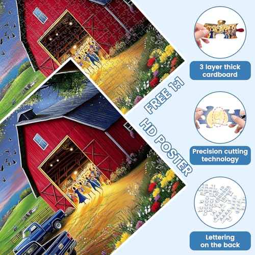 500 Pieces Jigsaw Puzzles Evening Farm Puzzle for Adults Seniors 20.5x15 in | Dance Puzzle 500 Pieces, Gift for Birthday, Home Decor, Fun for Family - style: Evening Farm