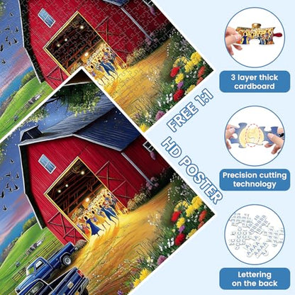 500 Pieces Jigsaw Puzzles Evening Farm Puzzle for Adults Seniors 20.5x15 in | Dance Puzzle 500 Pieces, Gift for Birthday, Home Decor, Fun for Family - style: Evening Farm