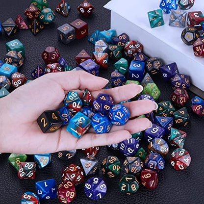 CiaraQ 182pcs Polyhedral Dice Set for Dungeon and Dragons MTG Table Games | 26 Acrylic Role Playing Dice sets for D&D with Large Drawstring Bag. 7 per set (D4-D20), Lightweight & durable. Ages 14+. - color: 26 Colors-classic Font