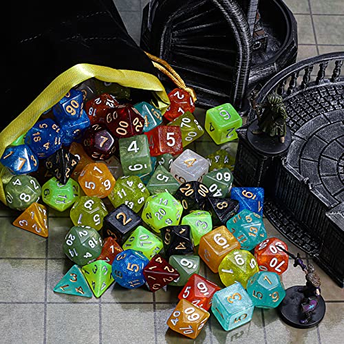 CiaraQ Polyhedral Dice Set - DND Role Playing Dice | Acrylic RPG Dice for Dungeons and Dragons MTG Table Games, Monochrome, 70pcs - color: Monochrome