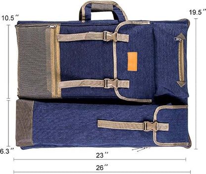 TRANSON Art Portfolio Case Artist Backpack Canvas Bag Large 26” x 19.5” - color: Navy Blue