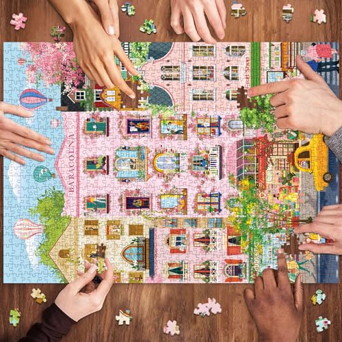 Romantic Street Scene Jigsaw Puzzles for Adults 1000 Pieces, Interlock Perfectly No Dust, Impossible Difficult Hard Fun 1000 Piece Jigsaw Puzzles for Adults-1:1 Poster - color: Dream Street