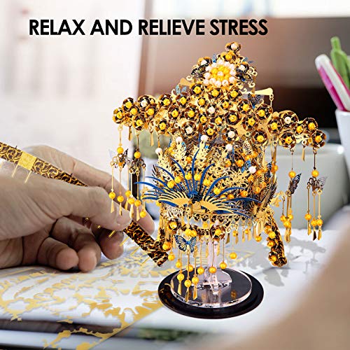 Piececool 3D Puzzles for Adults Metal Model Building DIY Kit-Phoenix Coronet DIY Craft Kits for Teens, Anxiety Relief Puzzle Toys, Great Gift Idea-433 Pcs - style: Classic
