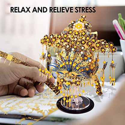 Piececool 3D Puzzles for Adults Metal Model Building DIY Kit-Phoenix Coronet DIY Craft Kits for Teens, Anxiety Relief Puzzle Toys, Great Gift Idea-433 Pcs - style: Classic