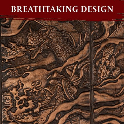DND DM Screen 5e - D&D Dungeon Master Screen 3D Faux Leather with Customizable Inserts - Dungeons & Dragons GM / Game Master Accessories Gift for Man or Woman. Hide Dice Rolls, Maps & Books (Bronze). - color: Bronze
