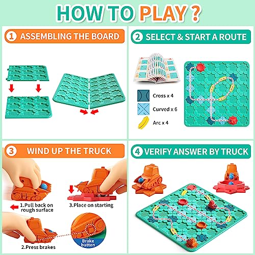 Logical Road Builder Games, STEM Family Board Game, Large Educational Smart Brain Teasers Puzzles Toys, Preschool Learning Early Montessori Birthday Gifts for Kids Boys Girls Age 4-8 Year Old - color: Green