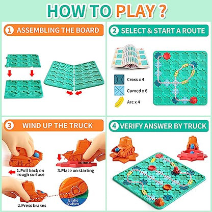 Logical Road Builder Games, STEM Family Board Game, Large Educational Smart Brain Teasers Puzzles Toys, Preschool Learning Early Montessori Birthday Gifts for Kids Boys Girls Age 4-8 Year Old - color: Green