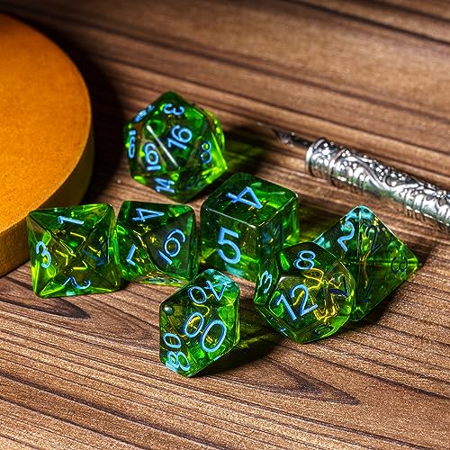 UDIXI D&D Polyhedral Dice Set, Green DND Dice Set Ranger for Tabletop Games | Velvet Storage Bag, DM Gift, for Dungeons and Dragons Role Playing Games Board Games - color: Role:ranger