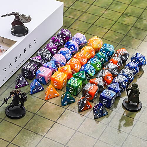 CiaraQ Polyhedral Dice Set - DND Role Playing Dice | Acrylic RPG Dice for Dungeons and Dragons MTG Table Games, Multi-color, 42pcs - color: Multi-color