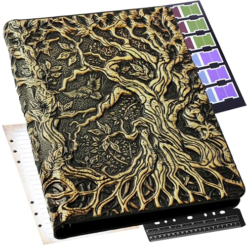Notebook Journal, Refillable Binder for DND - 3D Tree of Life Design (A5) | A5 400 Pages (200 Sheets), Perfect for Dungeons and Dragons (D&D), Bonus Tabs and Ruler, for Players and DM's - color: Bronze