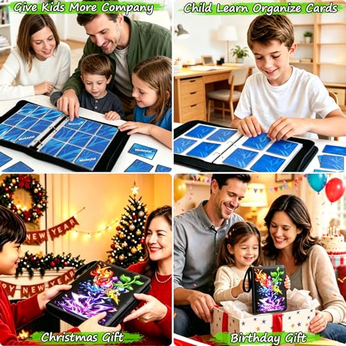 Card Binder for Cards, 4-Pocket Trading Card Binder with 50 Removable Sleeves Fits 400 Cards, Great Creative Design Card Collection Binder Album Gift for Boys Girls Aged 4 to 16 (400 Cards Purple) - color: 400 Cards Purple