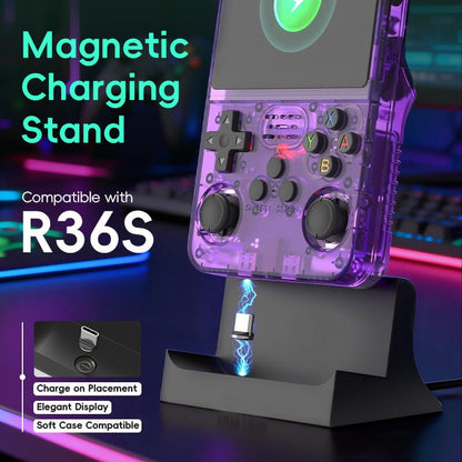 Magnetic Charging Dock Station, Type-C Desktop Charger Base Anti Slip Stand Holder Compatible with R36S Handheld Game Console, Stable Support Fast Charging Gaming Accessory Dock Mount