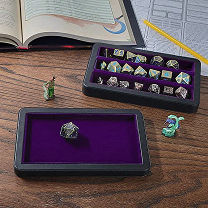 Forged Dice Co. Premium 3-Row Dice Case - Combination Dice Box and Dice Tray - Protects Polyhedral Dice Sets - Felt-Lined Storage Rows - Magnetic Lid Closure - Perfect Metal Dice Storage Box - Purple - color: Purple