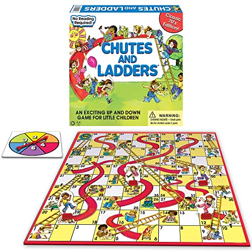 Classic Chutes and Ladders, with 1970's Art, by Winning Moves Games USA | 2-4 Players, Ages 3+