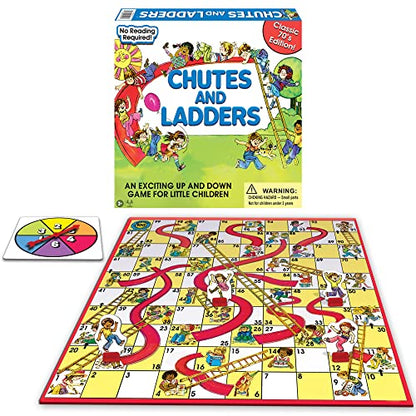 Classic Chutes and Ladders, with 1970's Art, by Winning Moves Games USA | 2-4 Players, Ages 3+