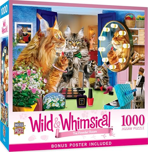 MasterPieces - 1000 Piece Jigsaw Puzzle, The Powder Room, Funny Animals, Activity for Adults, Family, Kids, Matte Finish, 19.25" x 26.75" - style: The Powder Room