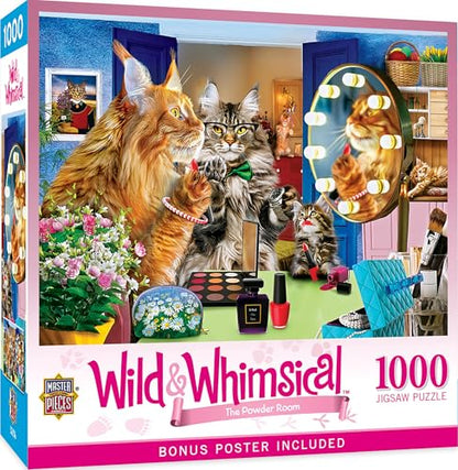 MasterPieces - 1000 Piece Jigsaw Puzzle, The Powder Room, Funny Animals, Activity for Adults, Family, Kids, Matte Finish, 19.25" x 26.75" - style: The Powder Room