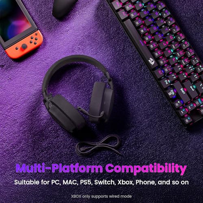 Redragon H888 Wireless Gaming Headset with 7.1 Surround Sound, Tri-Mode Gaming Headphones, 168G Lightweight Design - Detachable Mic - 40MM Driver Soft Memory Foam Padding Gamer Headset for PC, Black