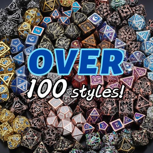 QMAY Mystery Dice Set – 7 Pcs Metal Polyhedral Dice + 1 Pcs Velvet Bag | Random Various Style Metal DND Dice & Dice Bag, Gifts for D&D, Pathfinder, MTG, Game Night, Dice Goblins, RPG Players & DMs - style: 1 bag Metal Mystery Dice