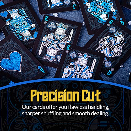 Cyberpunk Blue Playing Cards, Cardistry Decks, Black Deck of Cards for Kids & Adults, Cool with Card Game e-Book, Unique Poker, - color: Blue