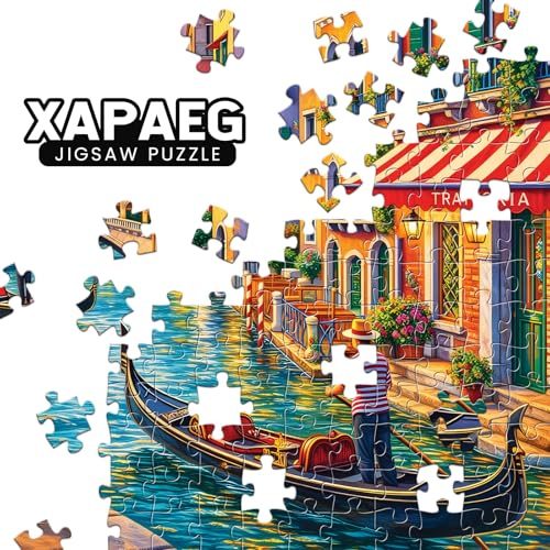 Romantic Venice Canal 300 Piece Jigsaw Puzzle, Italian Scenery | Fun and Challenging Puzzle for Family Time, Relaxing Gift for Adults, Kids, Seniors, 20.5 x 15 in - style: Venetian Sunset Canal
