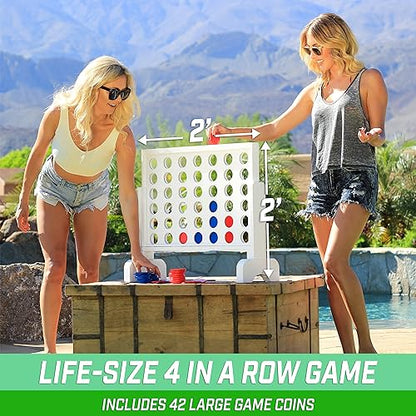 GoSports 2 foot Width Giant 4 in a Row Game with Carrying Case, Made from Wood - style: Classic