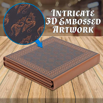 CASEMATIX DM Screen Faux Leather 8-Panel Deluxe GM Screen - Eight Panel Folding Game Master Screen with 2 Swinging Panels and Wet Erase Pockets for TTRPGs, Inserts Not Included, Brown - color: Brown