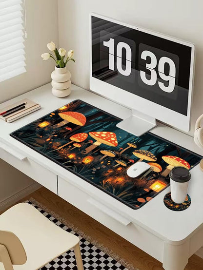 Large Mouse Pad Gaming Desk Pad Mushroom Mousepad for Wireless Mouse XXL 31.5''X15.75'' Big Desk Mats Extended Mouse Mat of Girl Desktop Computer with Coaster - color: Mushroom, size: 31.5''x15.75''