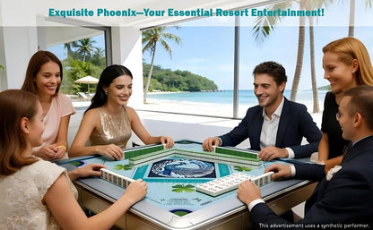 Blue Phoenix Mahjong Mat 32.4" x 32.4" with Rules, Anti-Slip Noise Reduction Design with Carrying Bag, Table Cover for Poker, Board Games, Dominoes and Card Games - color: Blue Phoenix