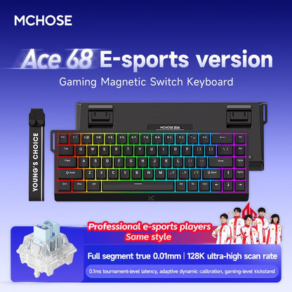 FKZ x MCHOSE ACE 68 Magnetic Switch Gaming Keyboard,Hall Effect Rapid Trigger Keyboard 60% Hyper-Fast Adjustable Actuation,RGB Backlit 8K Hz Polling Rate for Mac/PC Game (Black) - color: Black-Blue Ice Magnetic Switch