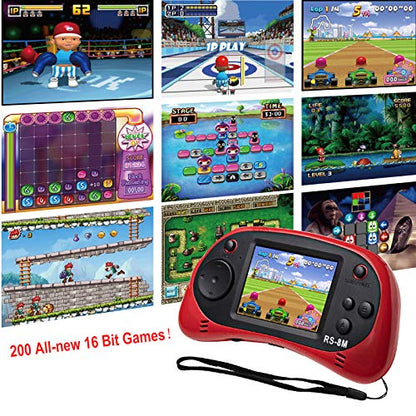 Kids Handheld Portable Video Game Player with 200 Games - 16 Bit 2.5 Inch Screen Mini Retro Electronic Machine for Boys Girls - style: Red