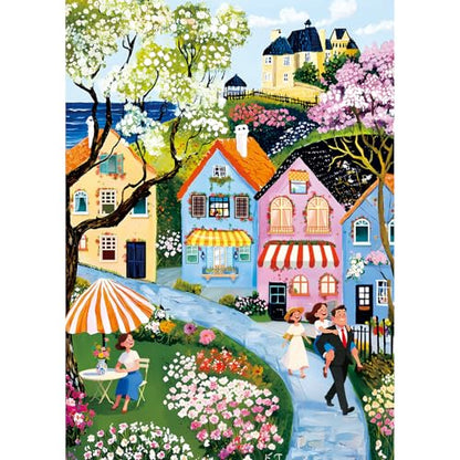 Puzzles for Adults 1000 Pieces,Village Stroll Jigsaw Puzzle with 1:1 HD Poster, Perfect Interlocking No Dust, Stress Relief Ideal Gift for Family Games - color: Village Stroll