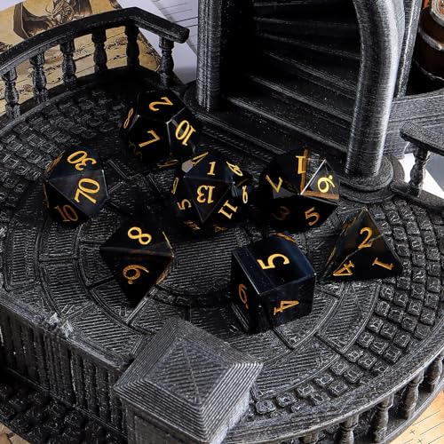 Natural Blue Tiger Eye Stone Dice Set, Hand Carved Polyhedral Dice for DND, RPG, Tabletop Games - color: Dice-violet