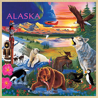 MasterPieces 48 Piece Fun Facts Jigsaw Puzzle for Kids - Jr Ranger Alaska Wildlife Wood Puzzle - 12"x12" - style: Alaska Wildlife