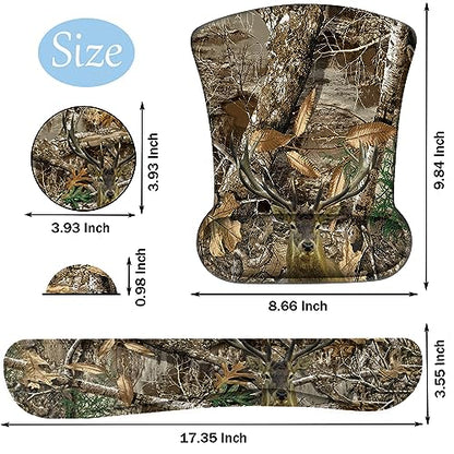 Keyboard Wrist Support + Wrist Mousepad + Coaster Combination, Non-Slip PU Base, with Gel Memory Mousepad, Suitable for Gaming, Office Pain Relief Mousepad Set - Camouflage Giraffe - color: Camouflage Giraffe