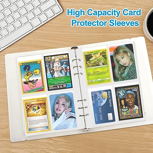 A5 4 Pocket Card Sleeves Binder Refill Pages – 50 Pack Stores 400 Cards – 6 Ring Insert Sheets for Kpop Photocards, Trading Cards, Sports Baseball Card Protector Holder - size: 2.5" x 3.5"