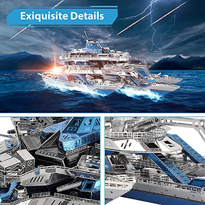 Microworld 3D Metal Puzzle, Military Leader Battleship No.1 Metal Model Kit, Great Challenge 3D Puzzles for Adults, DIY Brain Teaser Assembly Puzzle for Gift - 198 Pieces - color: Battleship No.1