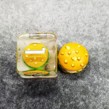 Sage's Portal Familiars and Reagents Resin DND Dice Set Polyhedral Dice Set for Dungeons and Dragons RPG Tabletop TTRPG (Hamburger) - color: Hamburger