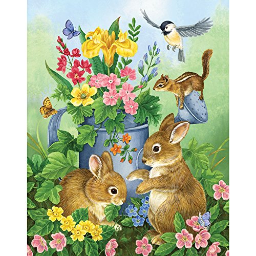 Bits and Pieces 200 Piece Puzzles for Adults, A Touch of Spring - 200 Extra Large Pieces 15" x 19" Jigsaw Puzzles - Bunnies Rabbits Floral Easter - Random Die Cut Pieces No 2 are Alike - size: 200 Piece Puzzle