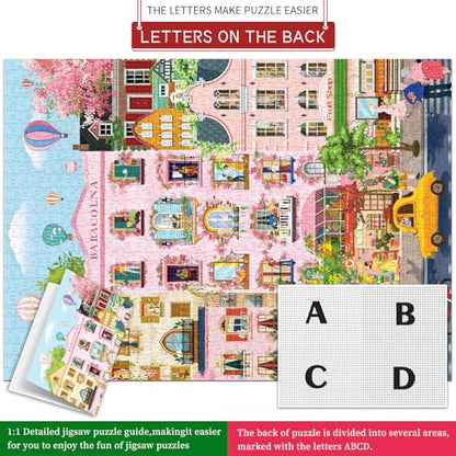 Romantic Street Scene Jigsaw Puzzles for Adults 1000 Pieces, Interlock Perfectly No Dust, Impossible Difficult Hard Fun 1000 Piece Jigsaw Puzzles for Adults-1:1 Poster - color: Dream Street