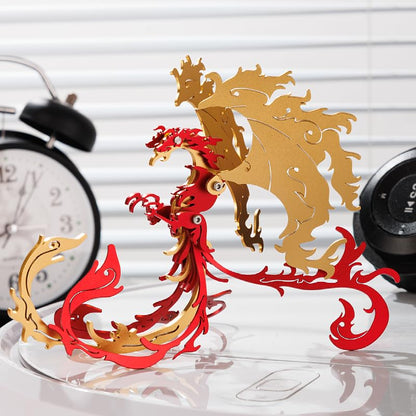 Phoenix 3D Metal Jigsaw Puzzle, Golden-Wings, 28 Pieces | Stainless Steel, DIY Handmade Model Kit, Building Blocks Assembly, Gift for Adult - color: Phoenix Golden-wings