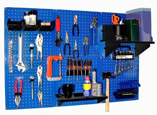 Wall Control Pegboard Organizer 4 ft. Metal Pegboard Standard Tool Storage Kit with Blue Toolboard and Black Accessories - color: Blue