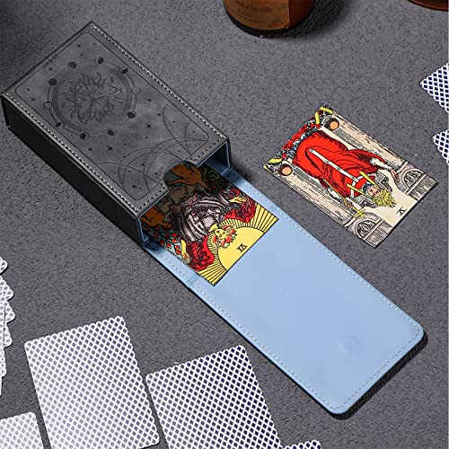 Coume PU Leather Tarot Cards Case Moon Design Playing Cards Holder Tarot Deck Protective Case for Most Standard Size Playing Gothic Oracle(Star Style) - style: Star Style